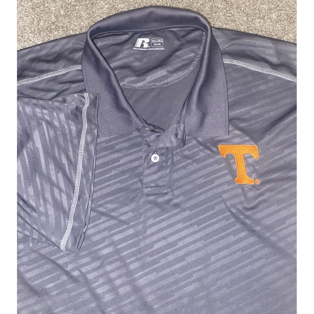 Russell Athletic Tennessee Volunteers Polo‎ Shirt Gray Mens 3XLT NCAA Stretch